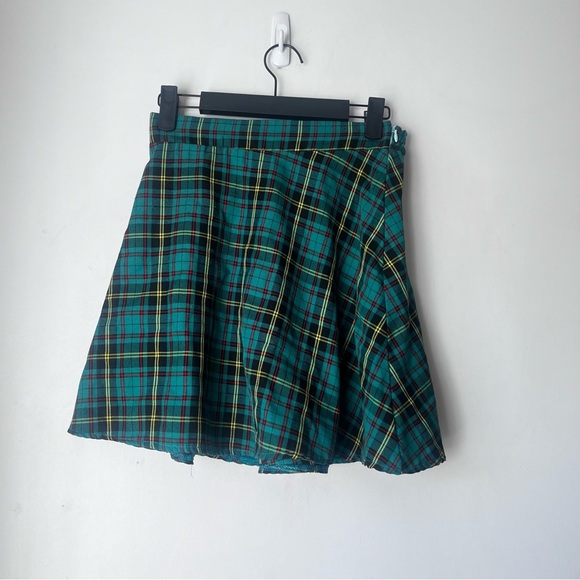 Omighty Green Plaid Mini Skirt M - Picture 1 of 3